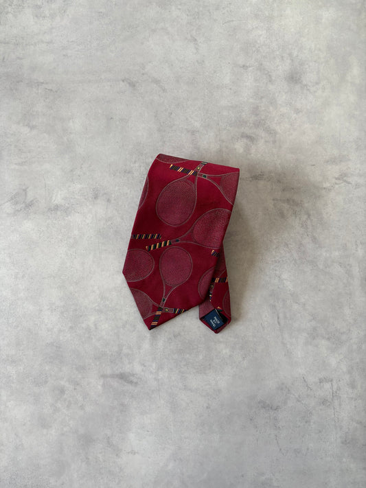 80s Polo Ralph Lauren シルク100%ネクタイ(テニスラケット刺繍)