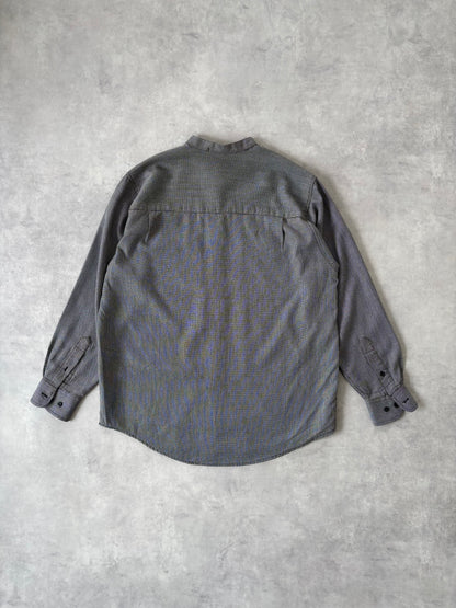 90s レーヨン混 ノーカラーシャツ（グレー）