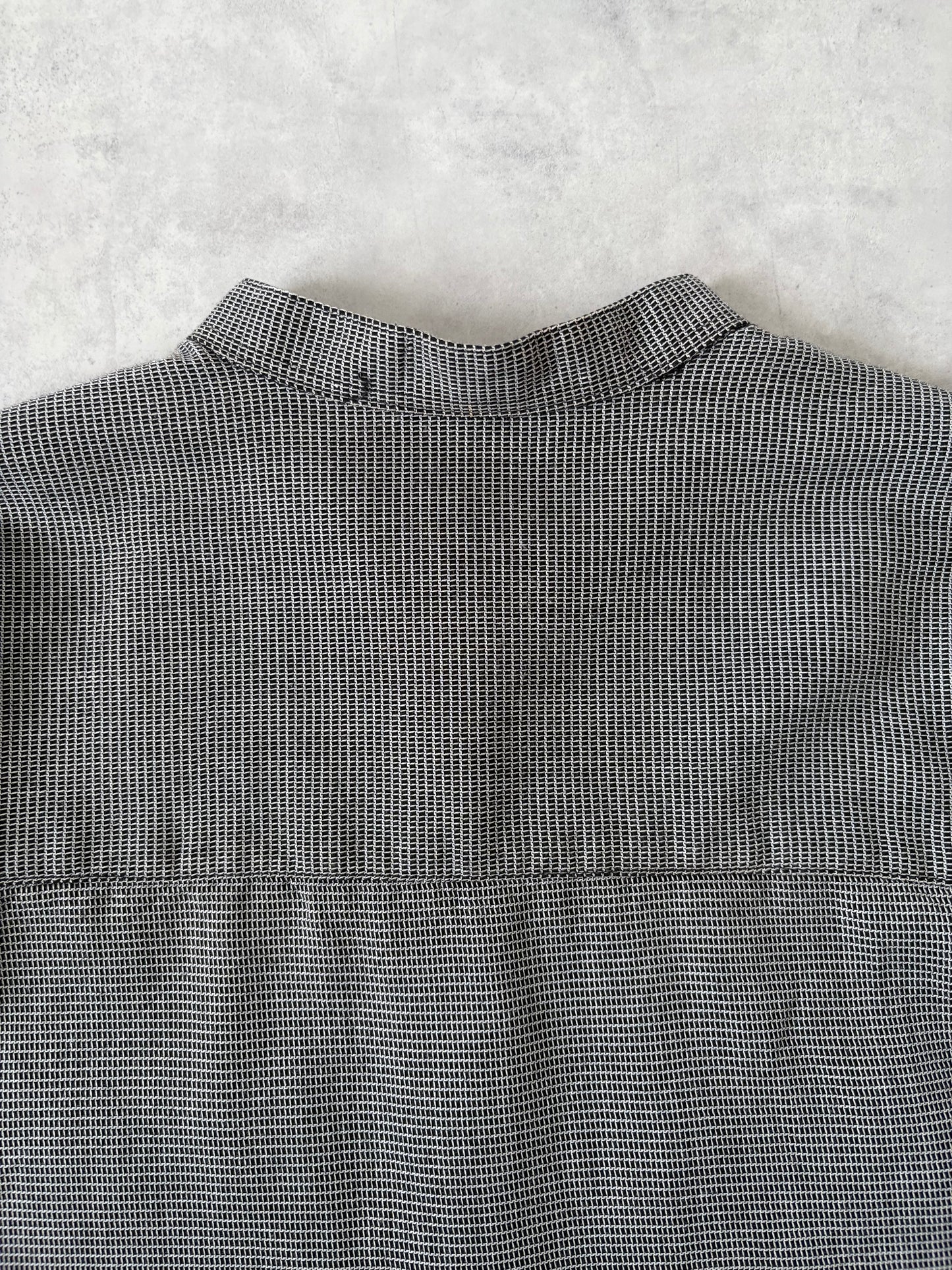 90s レーヨン混 ノーカラーシャツ（グレー）