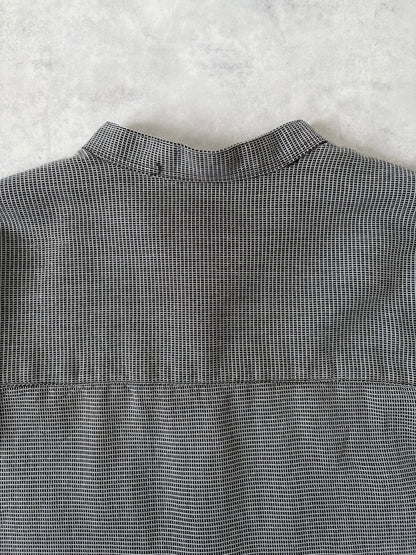 90s レーヨン混 ノーカラーシャツ（グレー）