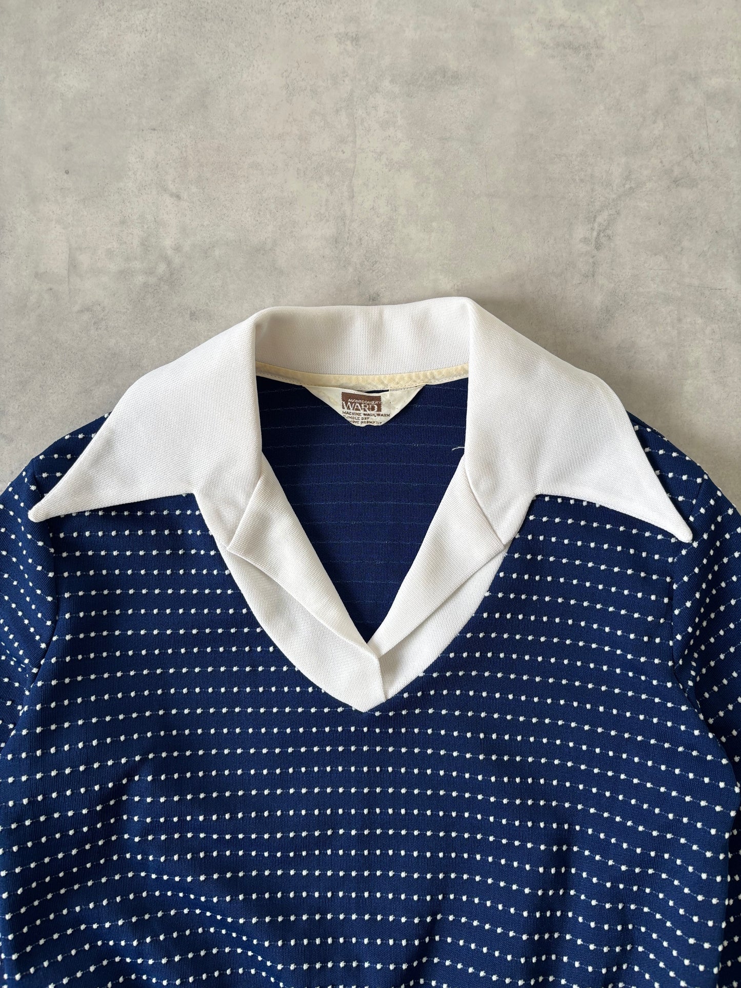 60-70s Montgomery Ward ドットプルオーバー（ネイビー）