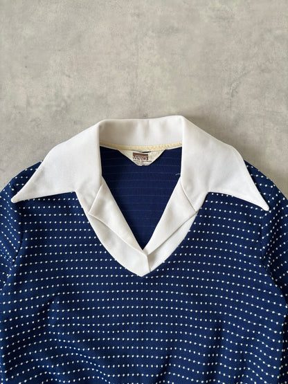 60-70s Montgomery Ward ドットプルオーバー（ネイビー）