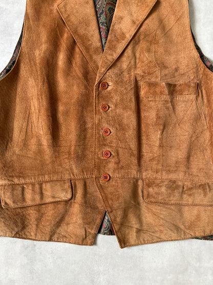 スエード×ペイズリー柄 ベスト