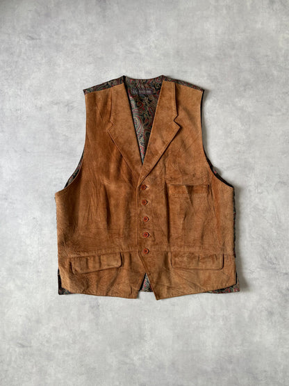 スエード×ペイズリー柄 ベスト