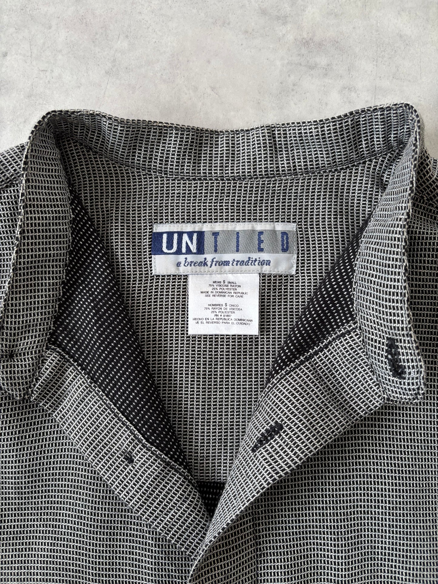 90s レーヨン混 ノーカラーシャツ（グレー）