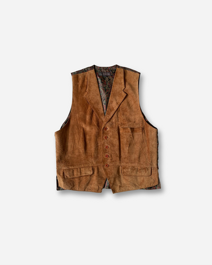 スエード×ペイズリー柄 ベスト