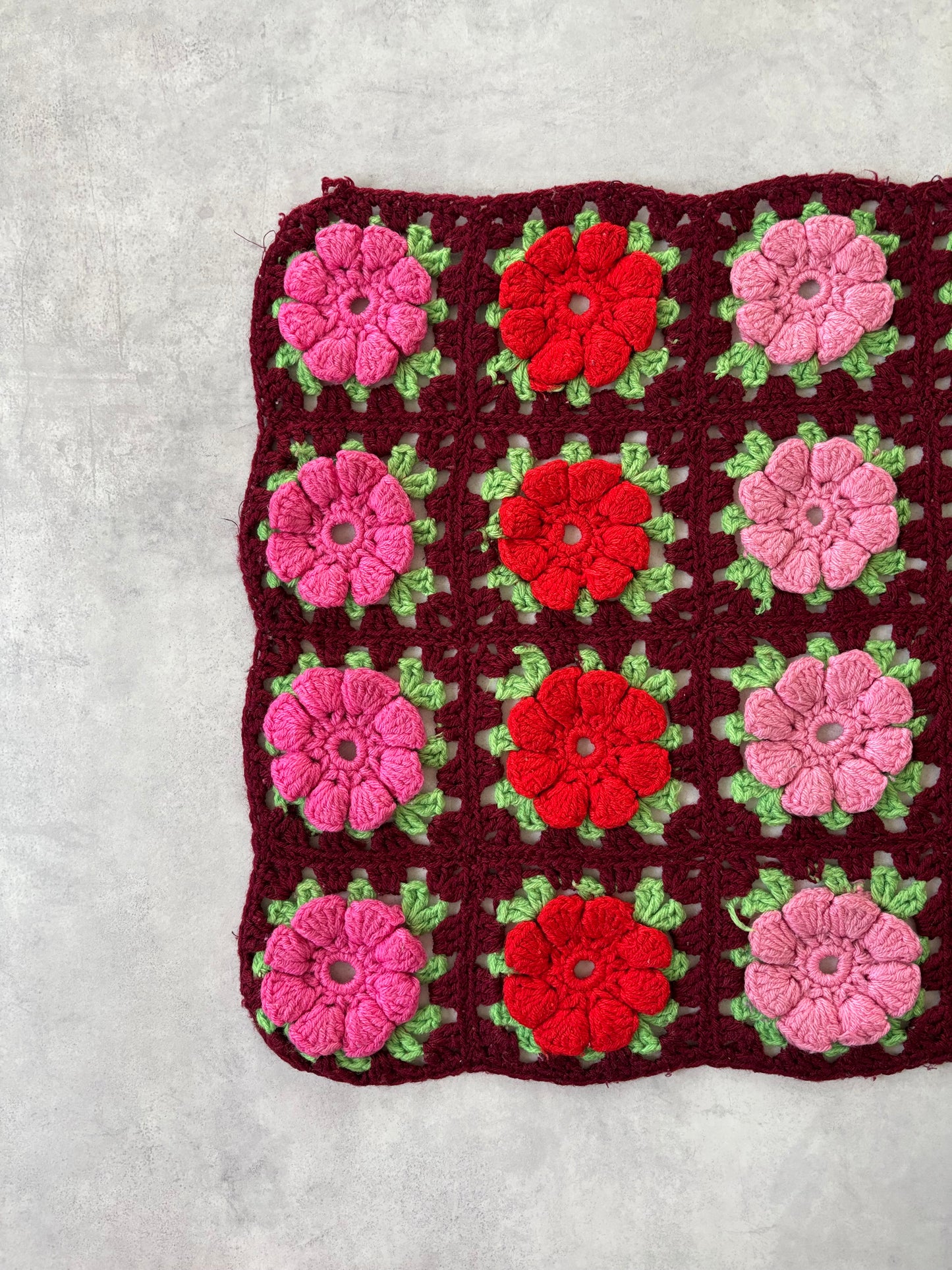 ハンドニットマット（ワインレッド）