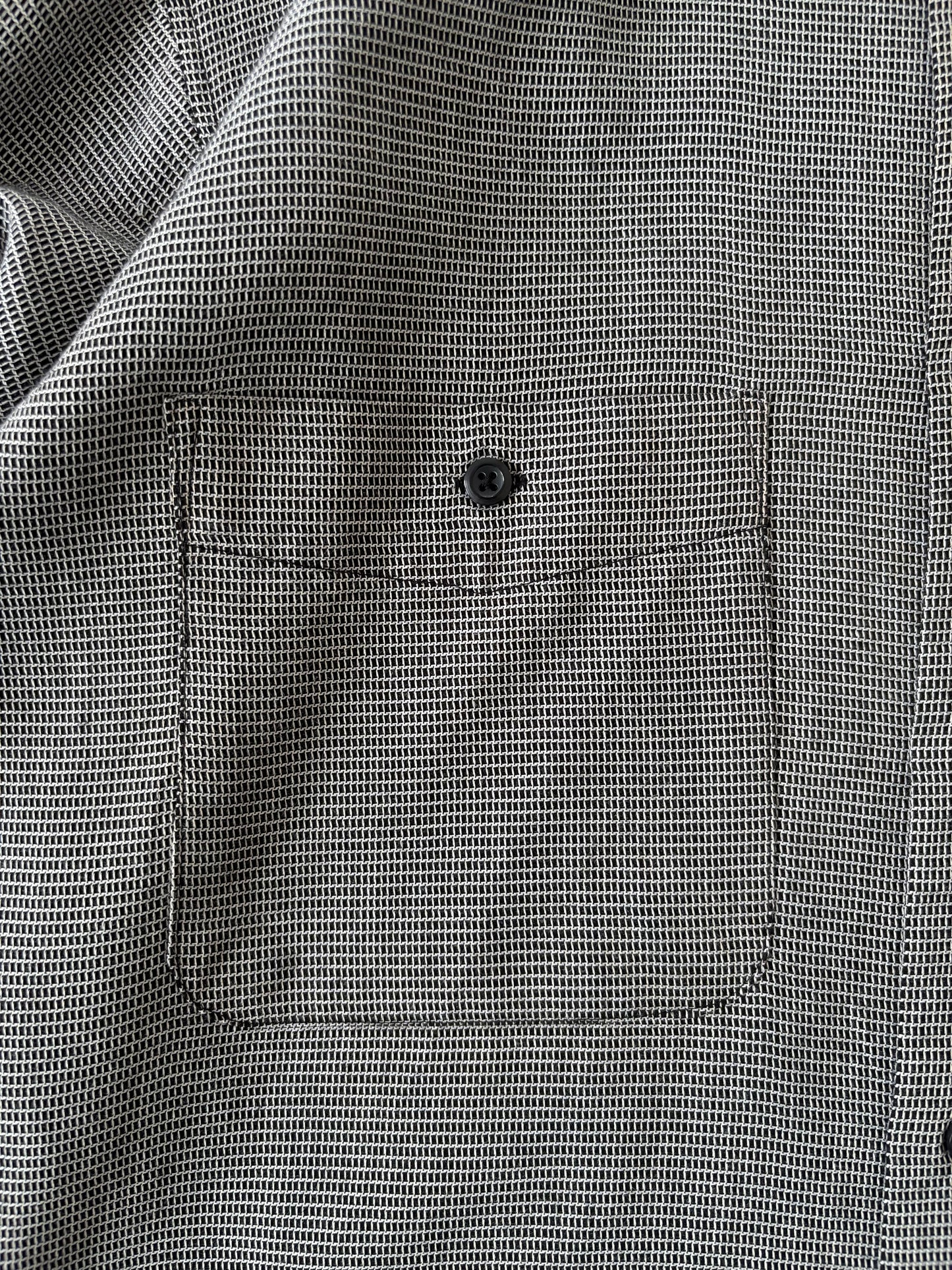 90s レーヨン混 ノーカラーシャツ（グレー）