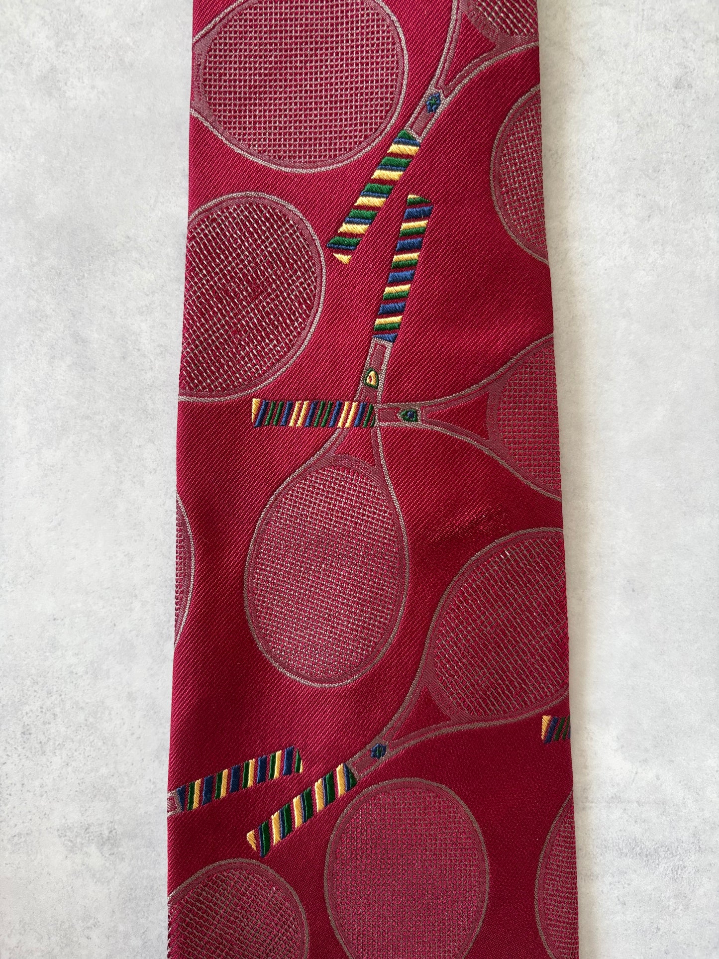 80s Polo Ralph Lauren シルク100％ネクタイ（テニスラケット刺繍）