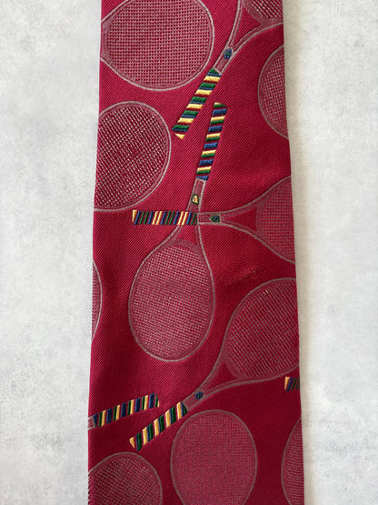 80s Polo Ralph Lauren シルク100％ネクタイ（テニスラケット刺繍）