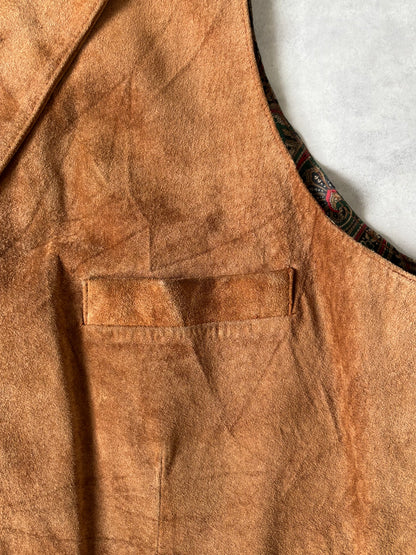 スエード×ペイズリー柄 ベスト