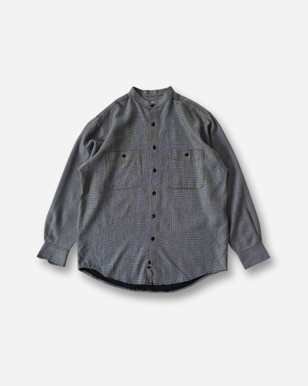 90s レーヨン混 ノーカラーシャツ（グレー）