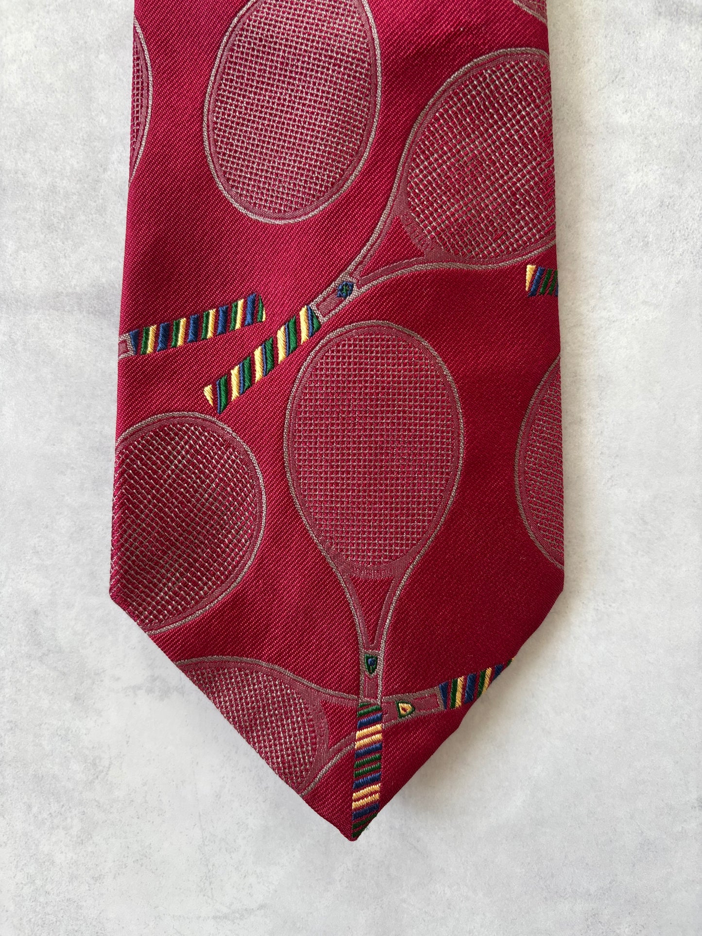 80s Polo Ralph Lauren シルク100％ネクタイ（テニスラケット刺繍）