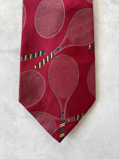 80s Polo Ralph Lauren シルク100％ネクタイ（テニスラケット刺繍）