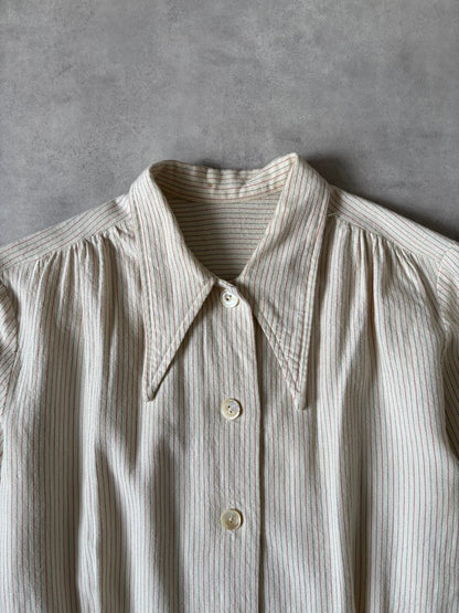50–60s ストライプシャツ（生成り）