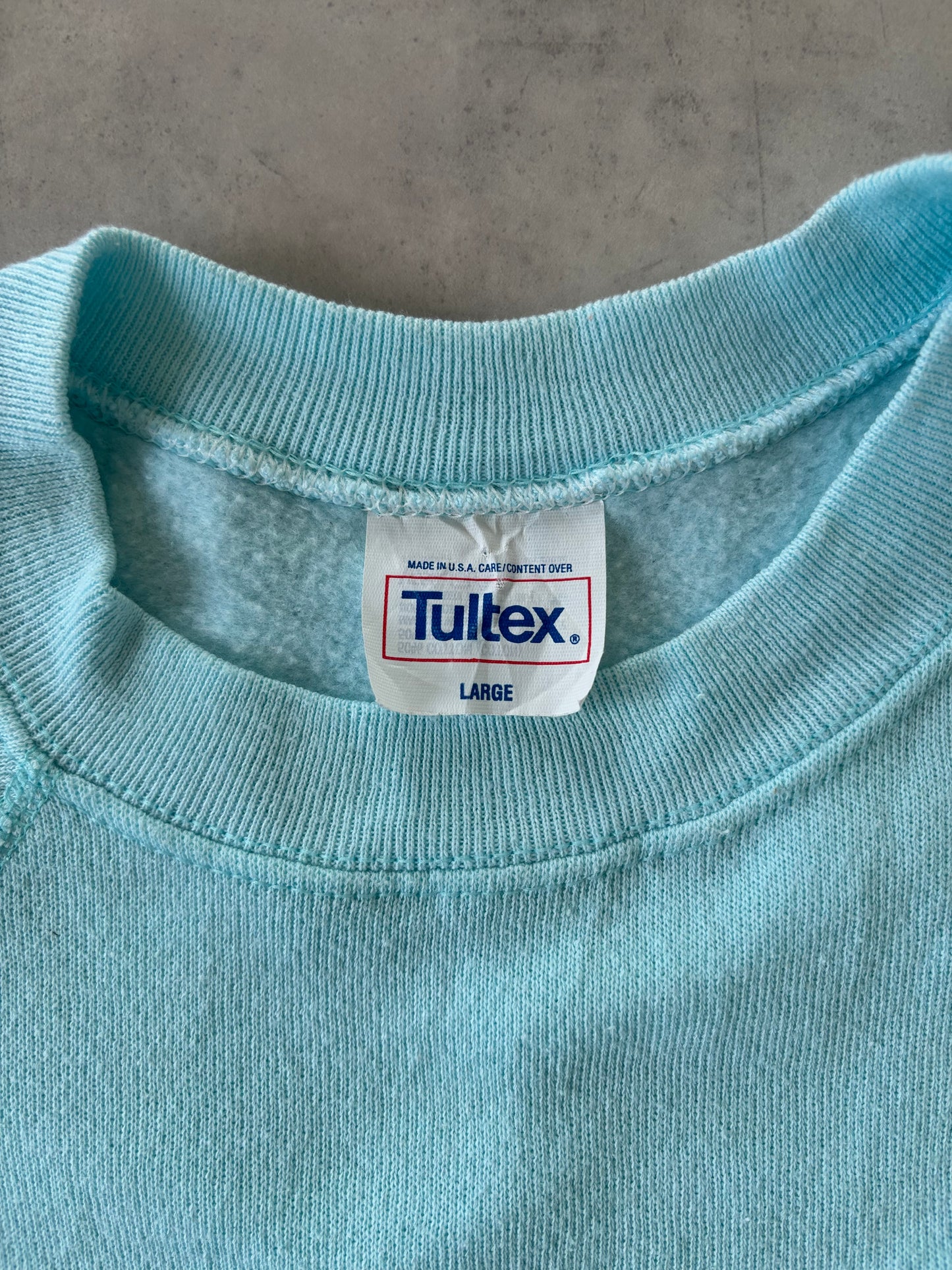 90s TULTEX ラグランスリーブスウェット Made in USA（ターコイズブルー）