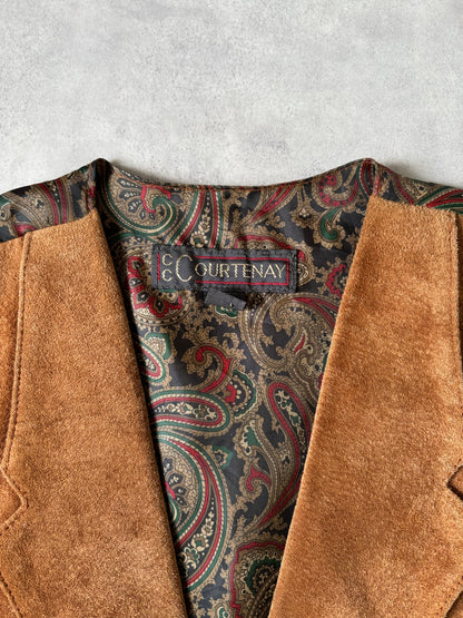 スエード×ペイズリー柄 ベスト
