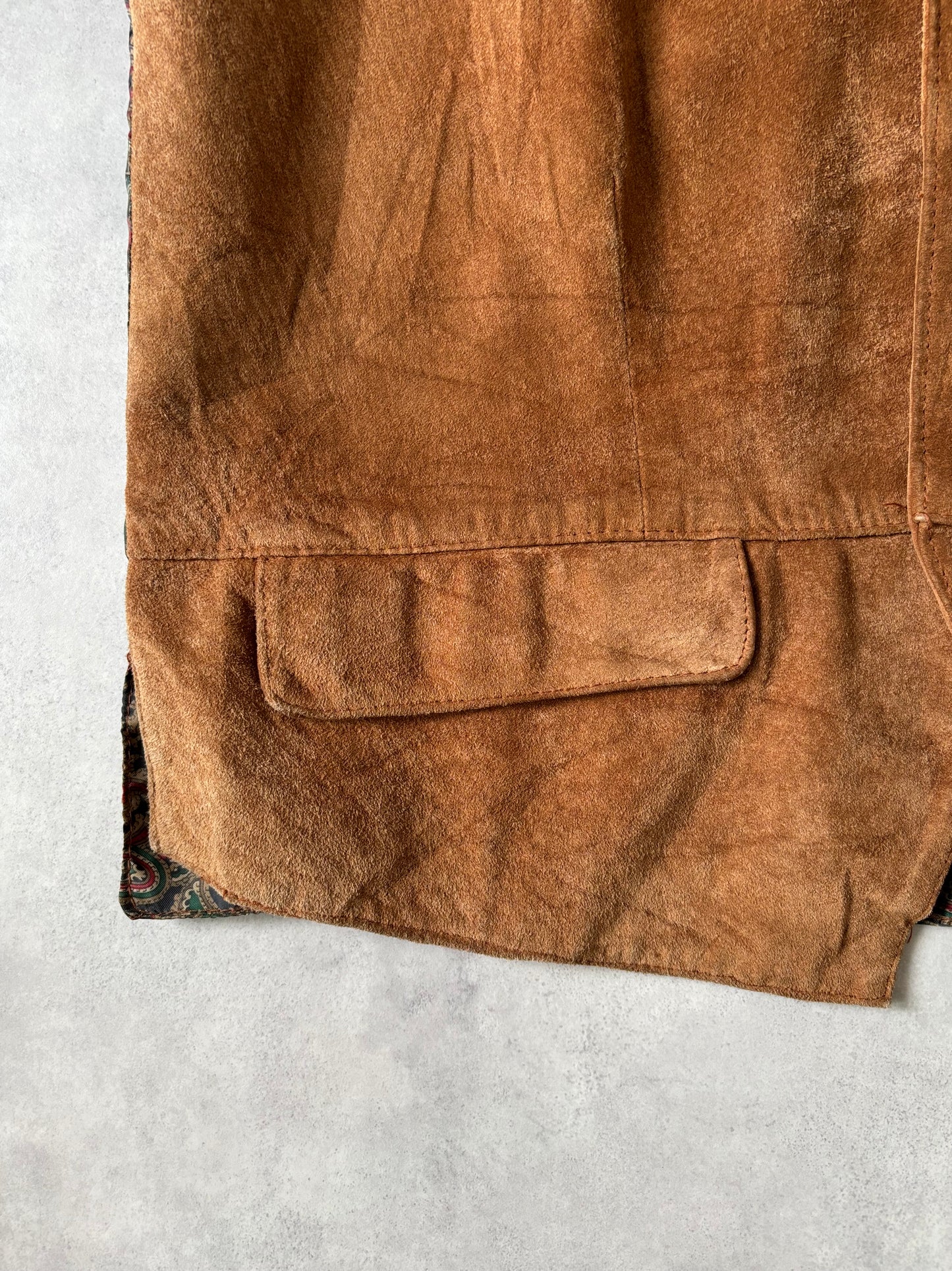 スエード×ペイズリー柄 ベスト