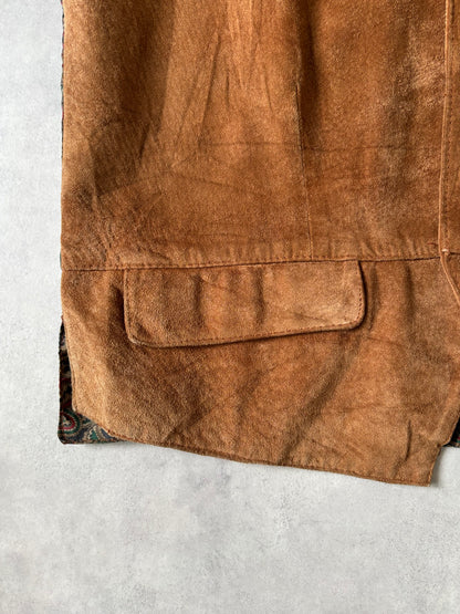 スエード×ペイズリー柄 ベスト