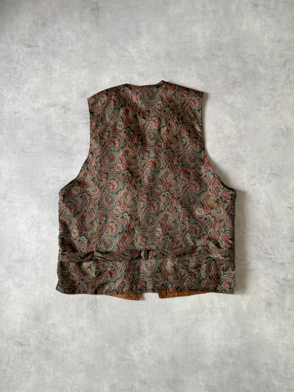 スエード×ペイズリー柄 ベスト