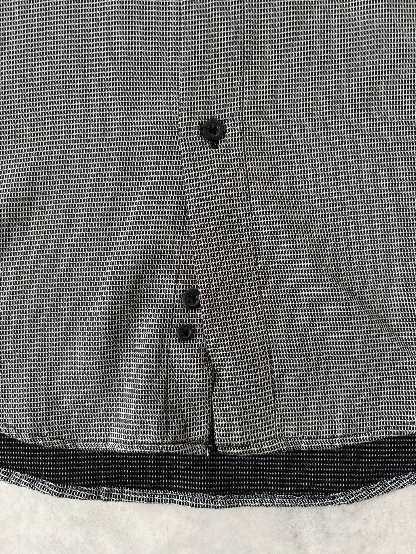 90s レーヨン混 ノーカラーシャツ（グレー）