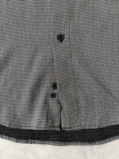 90s レーヨン混 ノーカラーシャツ（グレー）