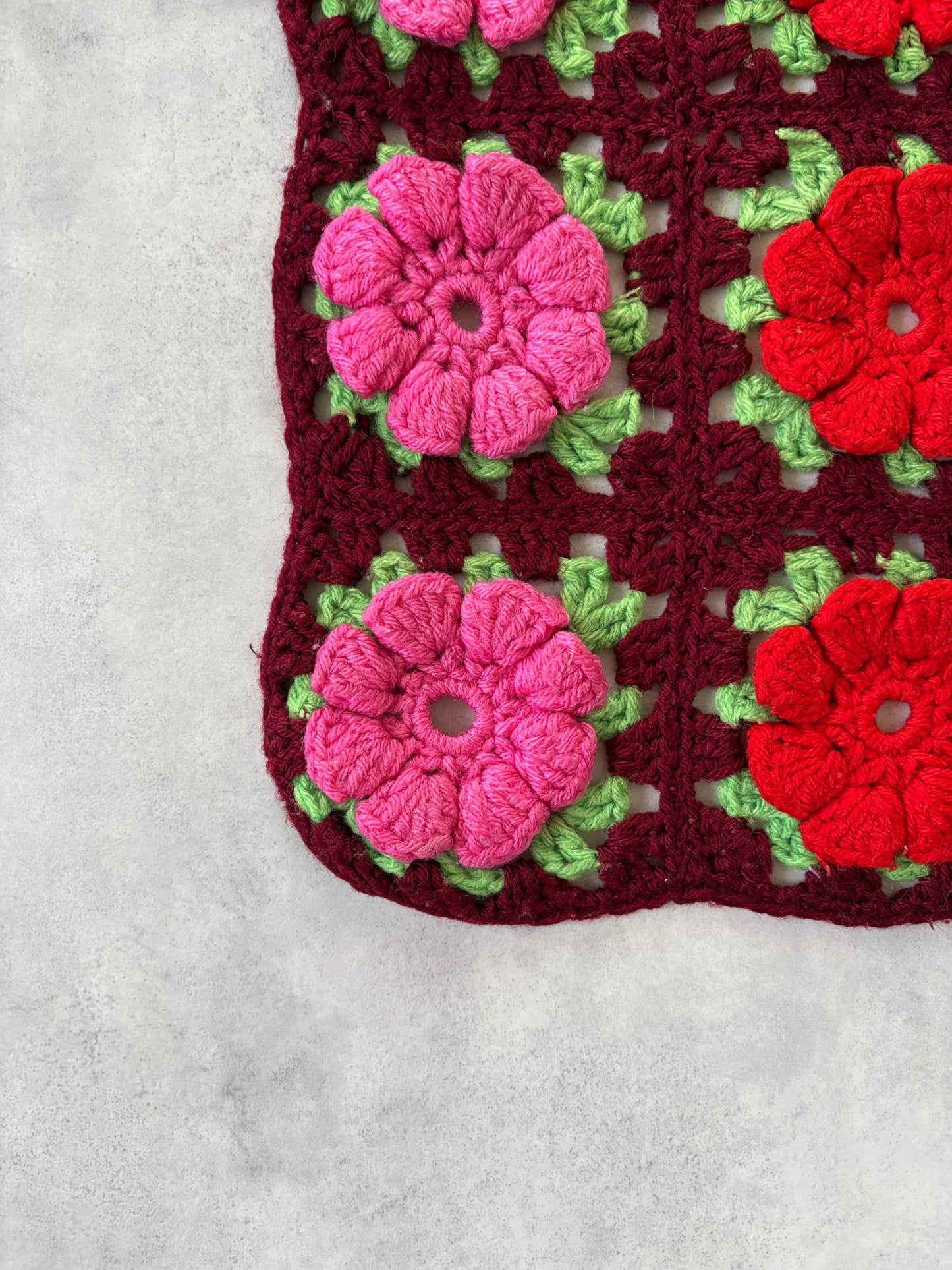 ハンドニットマット（ワインレッド）