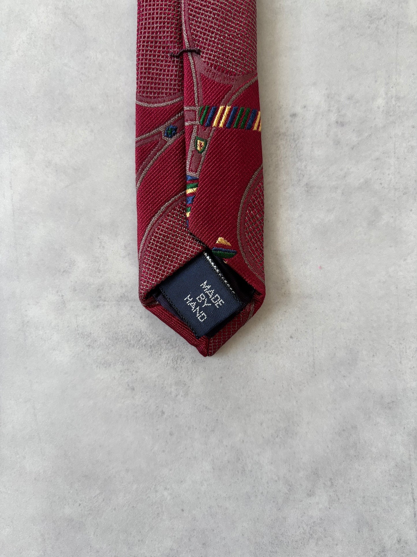 80s Polo Ralph Lauren シルク100％ネクタイ（テニスラケット刺繍）